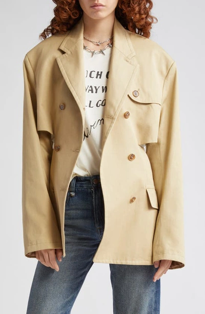 Shop R13 Open Back Double Breasted Blazer In Light Khaki