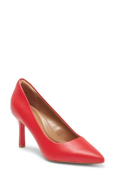 Shop Nordstrom Rack Paige Faux Leather Pump In Red Pompeii