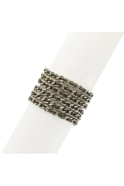 Shop Olivia Welles Five Layer Detailed Chain Bracelet In Gunmetal / Silver