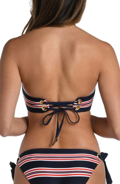 Shop La Blanca Sailor Stripe Twist Bandeau Bikini Top In Indigo