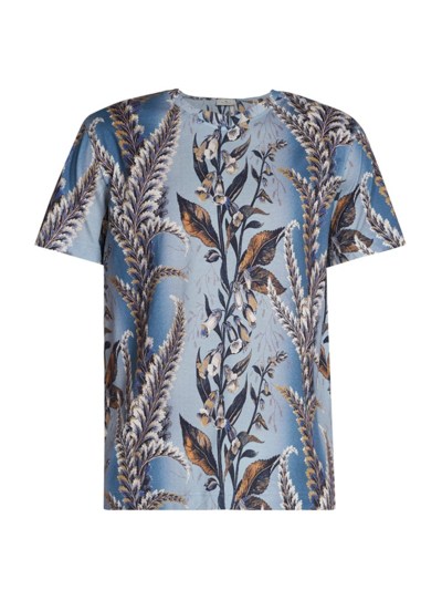 Shop Etro Men's Floral Printed T-shirt In Sky Blue