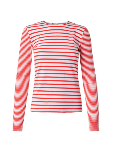 Shop Akris Punto Women's Striped Long-sleeve T-shirt In Red Cream