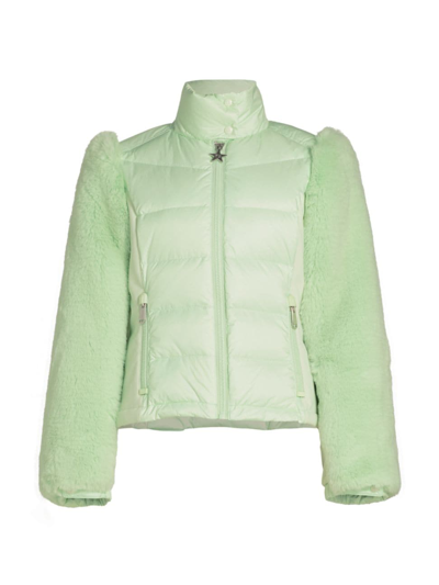 Shop Goldbergh Women's Fairytale Quilted Shell & Faux Fur Ski Jacket In Mint