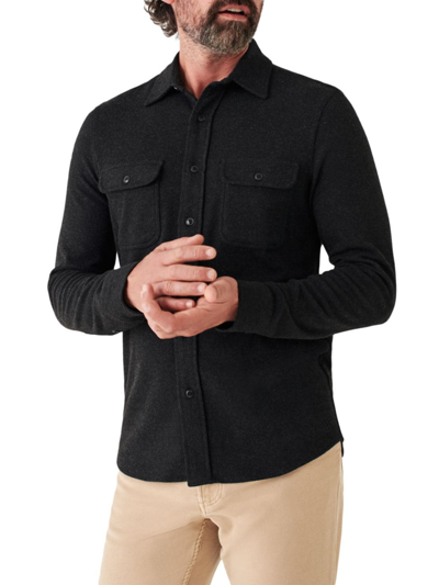 Shop Faherty Men's Legend Knit Button-up Shirt In Heathered Black