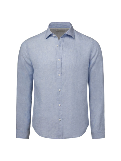 Shop Onia Men's Linen Slim-fit Shirt In Oxford Blue