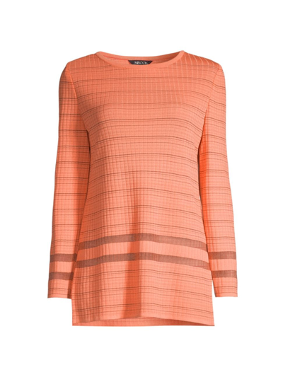 Shop Misook Women's Burnout Striped Knit Tunic In Citrus Blossom