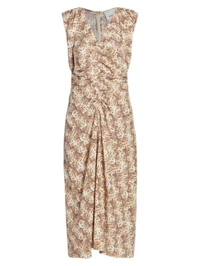 Shop Isabel Marant Women's Gilya Abstract Silk-blend Sleeveless Midi-dress In Natural