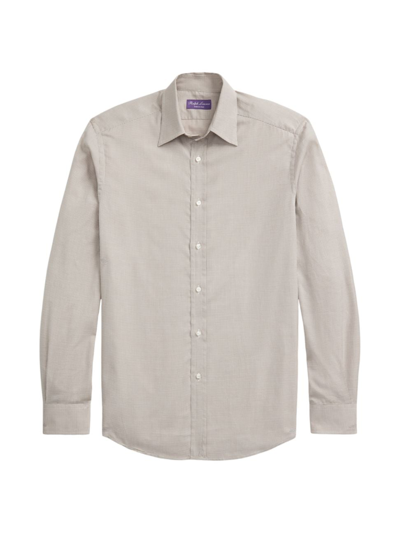 Shop Ralph Lauren Purple Label Men's Harrison Houndstooth Button-front Shirt In Taupe Cream