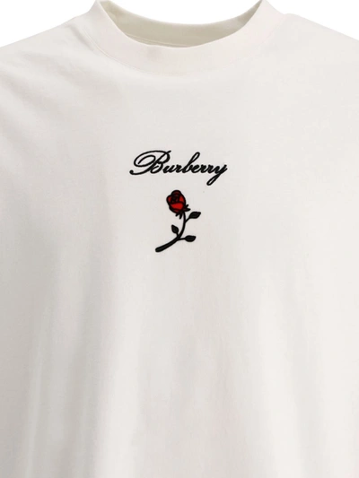 Shop Burberry Logo Rose T-shirt In White