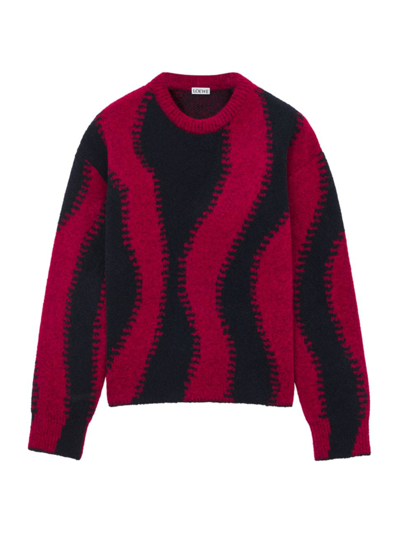 Shop Loewe Women's Colorblocked Wool-blend Sweater In Navy Red