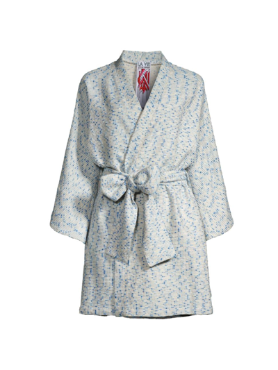 Shop La Vie Style House Women's Tweed Wrap Minidress In Blue White