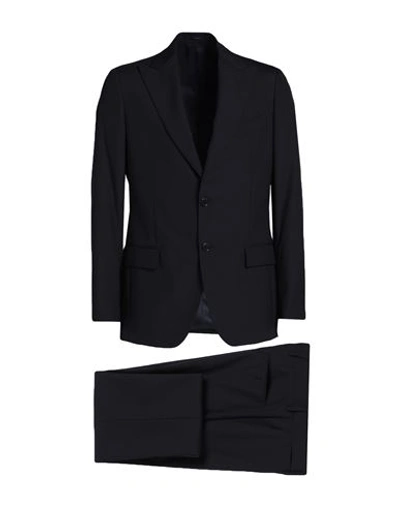 Shop Lardini Man Suit Black Size 40 Wool, Silk