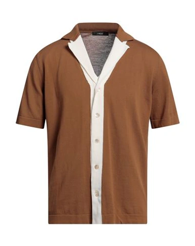 Shop Eynesse Man Cardigan Brown Size 42 Cotton