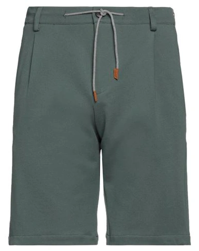 Shop Eleventy Man Shorts & Bermuda Shorts Dark Green Size 33 Cotton, Polyamide, Elastane