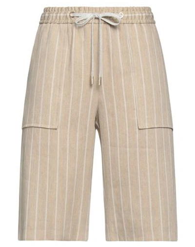 Shop Eleventy Woman Shorts & Bermuda Shorts Beige Size 8 Linen, Elastane, Lyocell