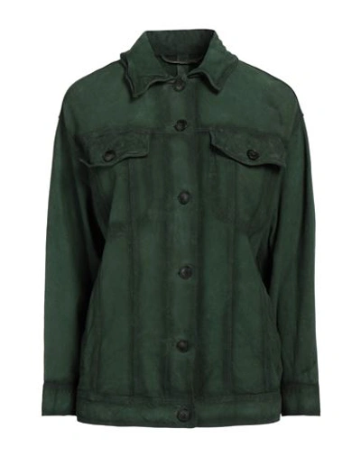 Shop The Jackie Leathers Woman Shirt Dark Green Size 6 Leather