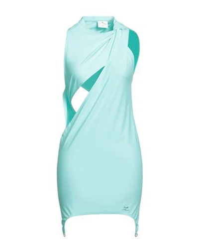 Shop Courrèges Courreges Woman Mini Dress Turquoise Size L Polyamide, Elastane In Blue