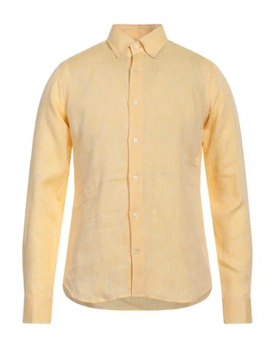 Shop Alea Man Shirt Apricot Size 15 ½ Linen In Orange