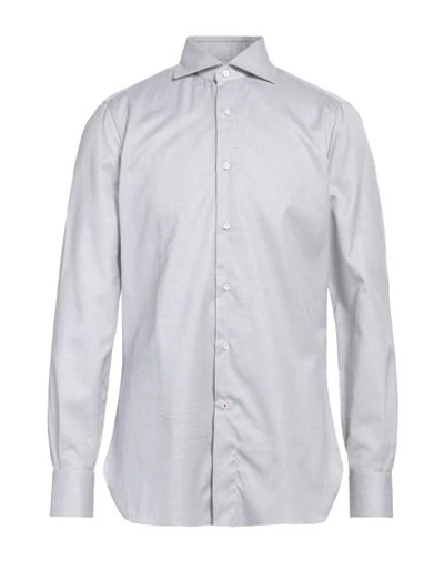 Shop Isaia Man Shirt Grey Size 17 ½ Cotton