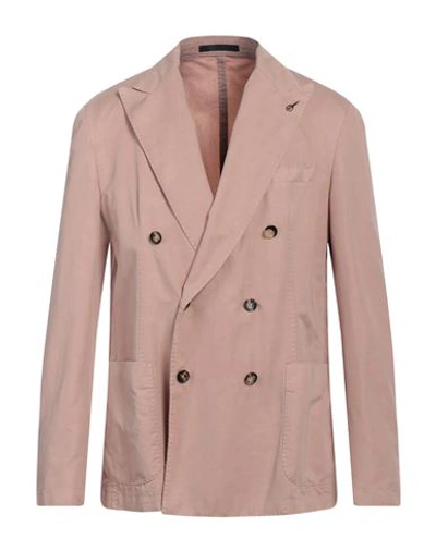 Paoloni Man Blazer Blush Size 42 Cotton, Linen In Pink