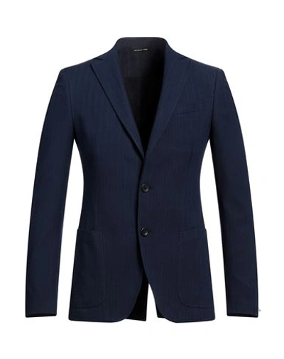 Shop Tonello Man Blazer Navy Blue Size 38 Virgin Wool, Viscose, Cotton, Elastane