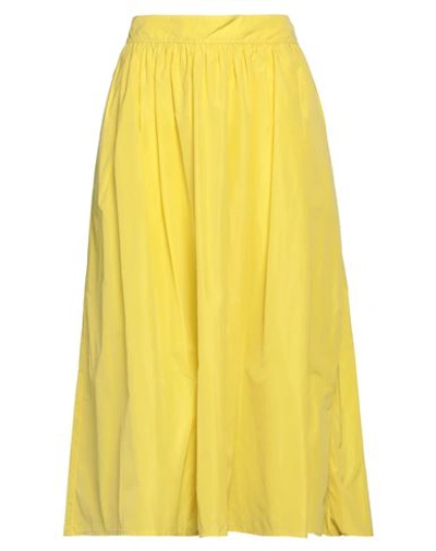 Shop Niū Woman Midi Skirt Yellow Size L Polyester