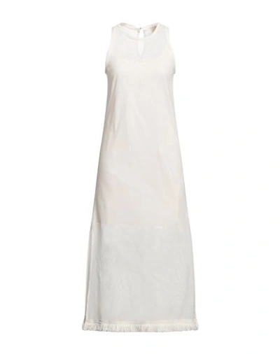 Shop I Blues Woman Midi Dress Ivory Size 4 Cotton, Polyester In White