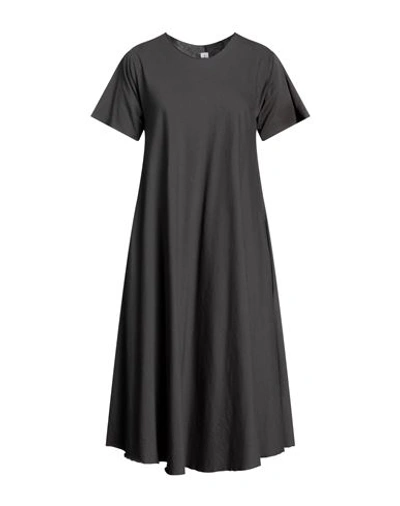 Shop Isabella Clementini Woman Midi Dress Lead Size 8 Cotton In Grey