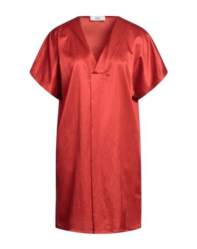 Shop Jijil Woman Mini Dress Rust Size 10 Cotton, Silk, Elastane In Red