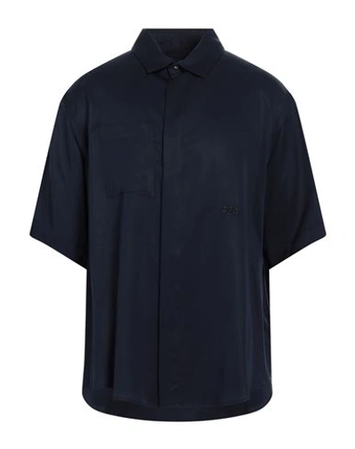 Shop 424 Fourtwofour Man Shirt Navy Blue Size Xl Lyocell