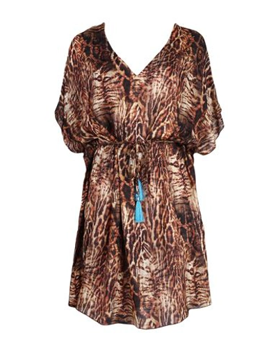 Shop 4giveness Woman Cover-up Camel Size Onesize Viscose In Beige