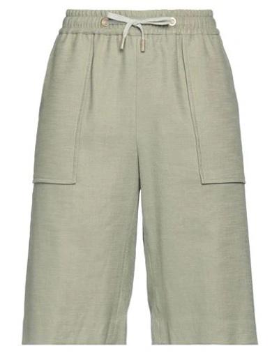 Eleventy Woman Shorts & Bermuda Shorts Sage Green Size 6 Linen, Cotton, Viscose, Elastane In Sage Green