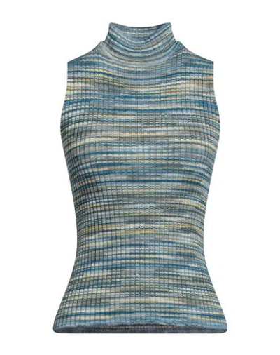 M Missoni Woman Turtleneck Pastel Blue Size M Wool, Viscose In Blue