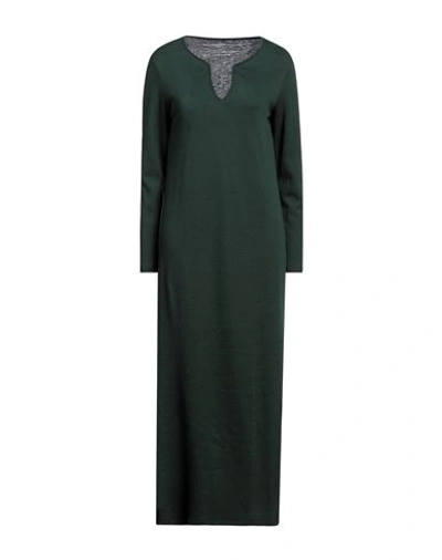 Shop Majestic Filatures Woman Maxi Dress Dark Green Size 1 Cotton, Cashmere