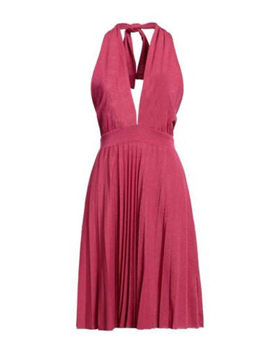 Shop Kaos Jeans Woman Midi Dress Fuchsia Size 6 Cotton, Polyester, Polyamide, Metallic Polyester, Elastan In Pink