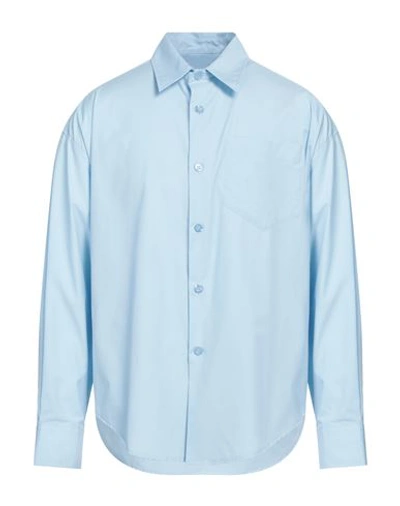 Shop Ami Alexandre Mattiussi Man Shirt Light Blue Size L Cotton