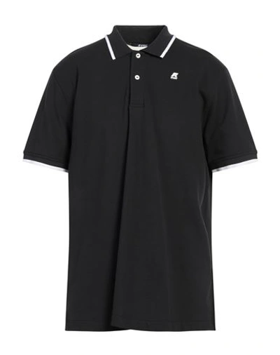 Shop K-way Man Polo Shirt Black Size Xxl Cotton, Elastane