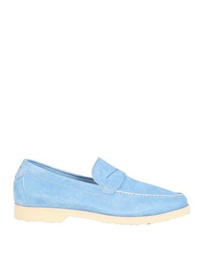Shop Andrea Ventura Firenze Man Loafers Azure Size 12 Leather In Blue