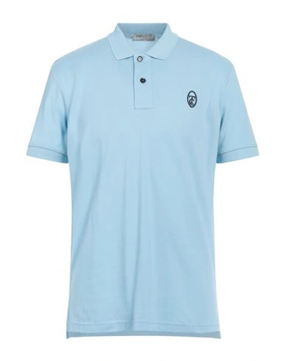 Shop Trussardi Man Polo Shirt Sky Blue Size Xl Cotton