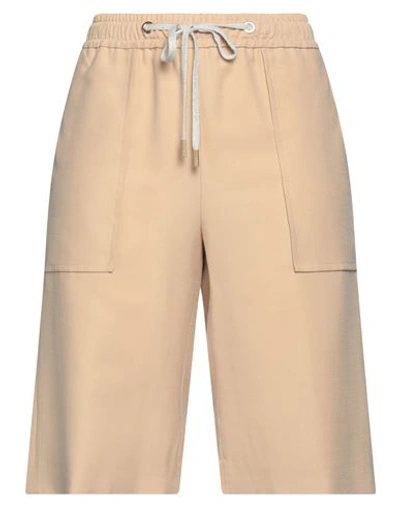 Shop Eleventy Woman Shorts & Bermuda Shorts Sand Size 6 Lyocell, Polyester In Beige