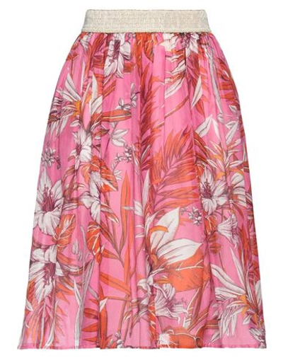 Shop Shirtaporter Woman Midi Skirt Fuchsia Size 6 Cotton, Silk In Pink