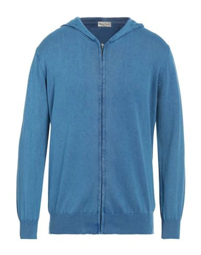 Shop Cashmere Company Man Cardigan Azure Size 44 Cotton In Blue