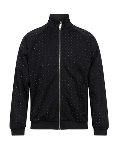 Shop John Richmond Man Sweatshirt Black Size Xl Cotton, Nylon, Polyamide