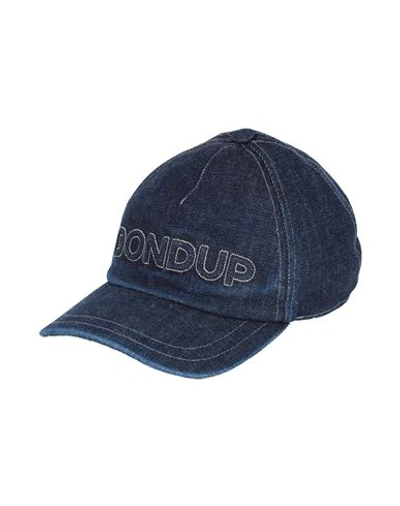 Shop Dondup Man Hat Blue Size Onesize Cotton, Elastane