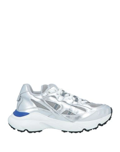 Tod's Woman Sneakers Silver Size 5 Leather, Textile Fibers In Silver