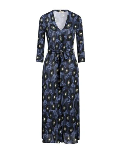 Siyu Woman Midi Dress Navy Size 2 Viscose, Elastane In Navy Blue