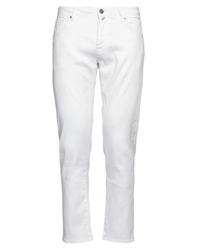 Shop Incotex Man Pants White Size 35 Linen, Cotton, Elastane