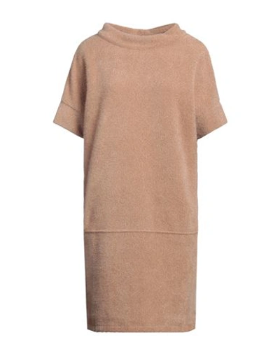 Shop Kate By Laltramoda Woman Mini Dress Camel Size L Polyester, Polyamide In Beige