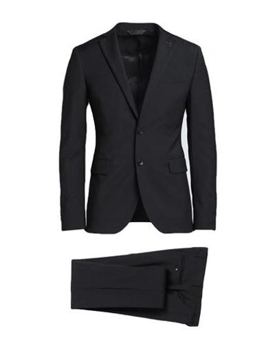 Shop Paoloni Man Suit Black Size 34 Wool, Elastane