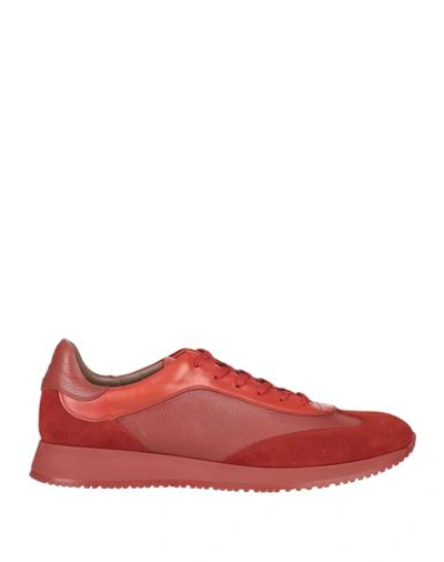 Shop Gianvito Rossi Man Sneakers Brick Red Size 12.5 Leather